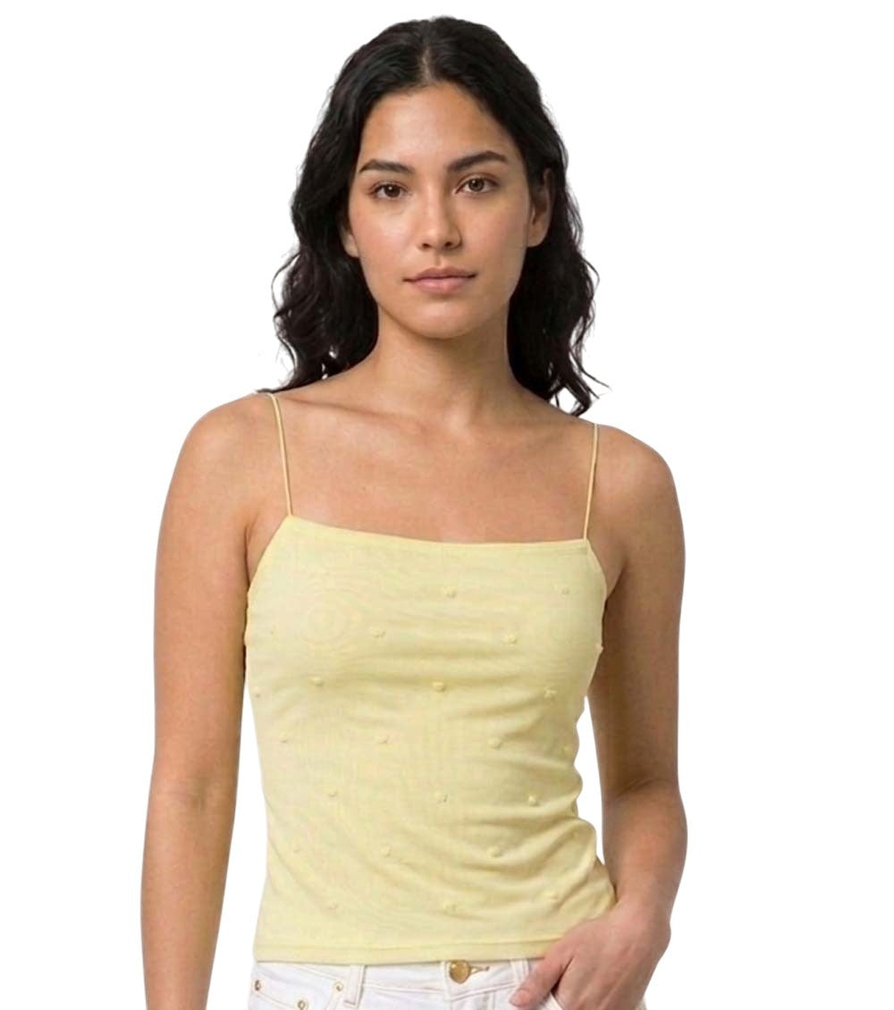Yellow Square Neck Polka Dot Top 2