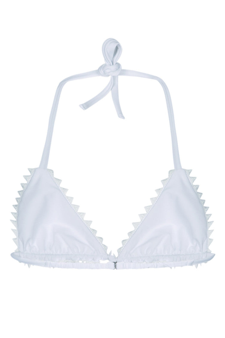 White Halter Neck Triangle Bikini Top 2