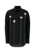 Black Floral Print Stretch Shirt 1