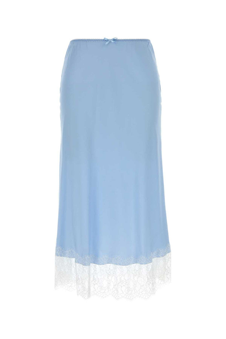 Light Blue Lace Hem Midi Skirt 1