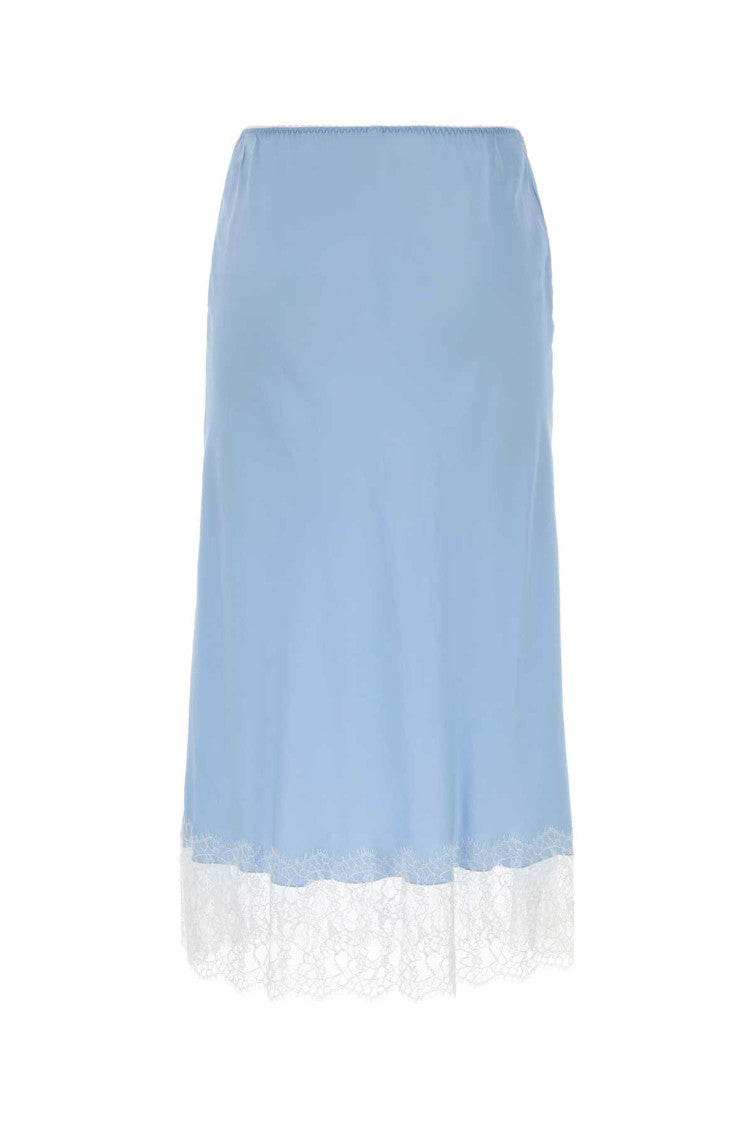 Light Blue Lace Hem Midi Skirt 2