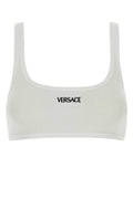 White Logo Embroidery Ribbed Bra 1