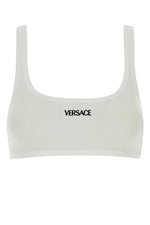 White Logo Embroidery Ribbed Bra 1