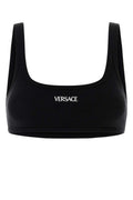 Black Logo Embroidery Ribbed Bra 1
