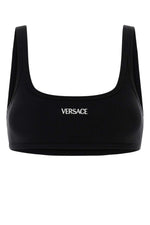 Black Logo Embroidery Ribbed Bra 1