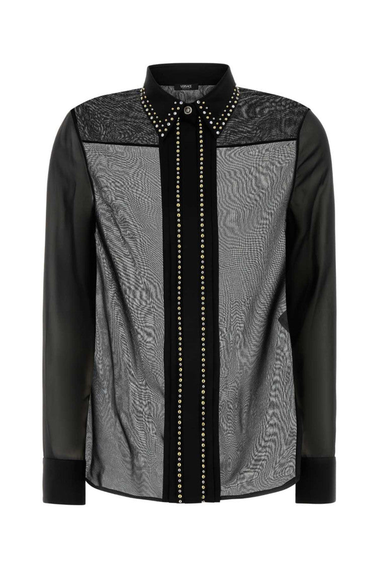 Black Embellished Sheer Finish Shirt 1