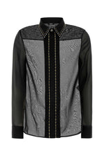 Black Embellished Sheer Finish Shirt 1