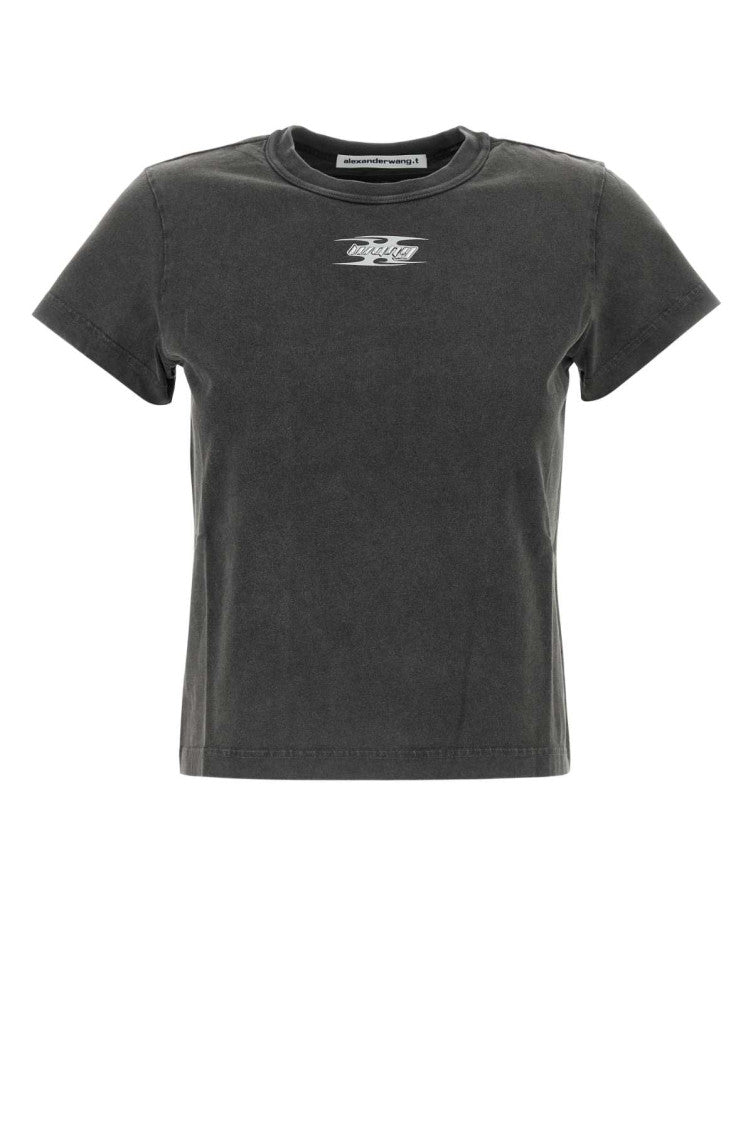 Grey Puff Logo Shrunken T-shirt 1