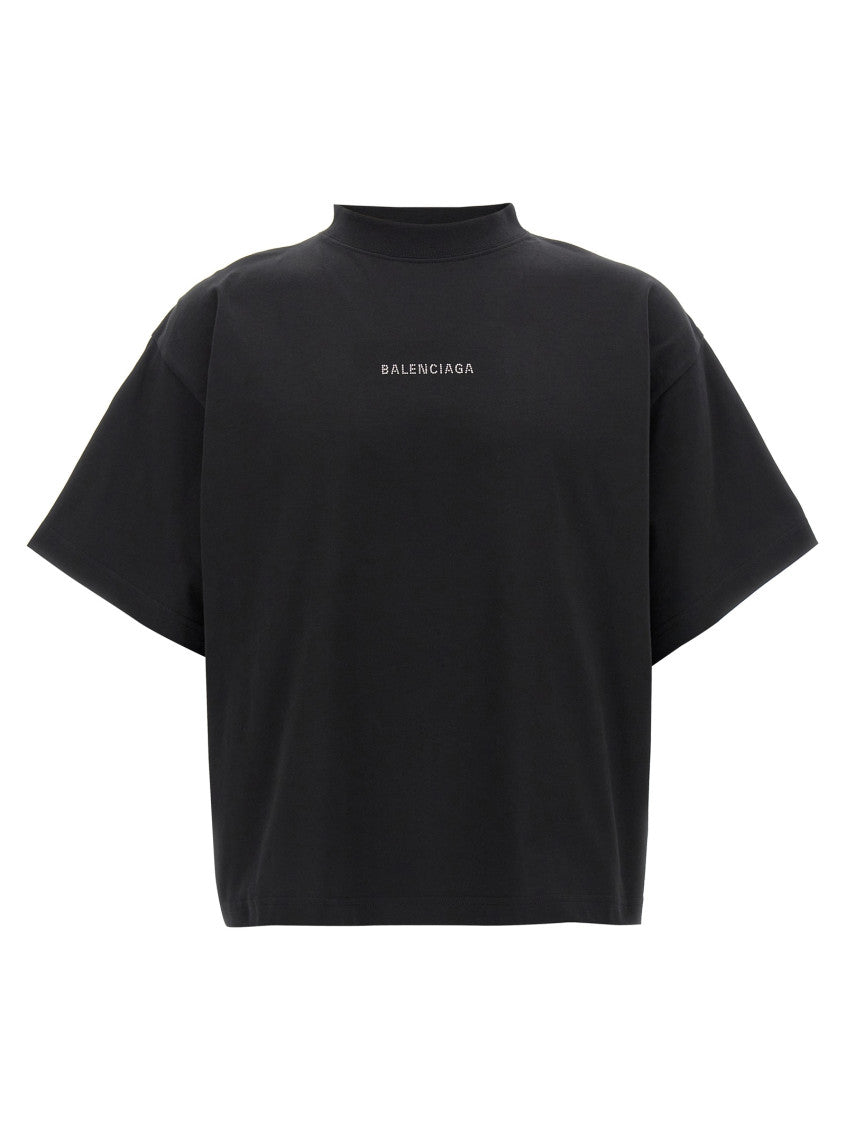 Black 'Balenciaga Back Strass' T-shirt 1