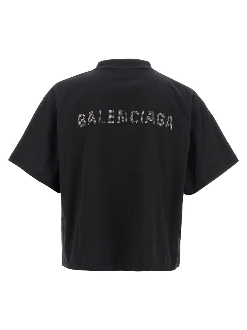 Black 'Balenciaga Back Strass' T-shirt 2