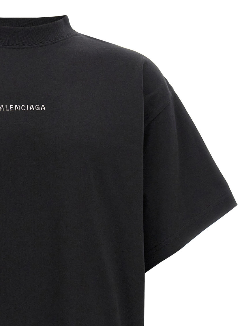 Black 'Balenciaga Back Strass' T-shirt 3