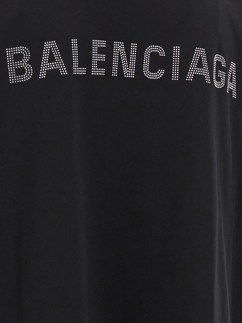 Black 'Balenciaga Back Strass' T-shirt 4