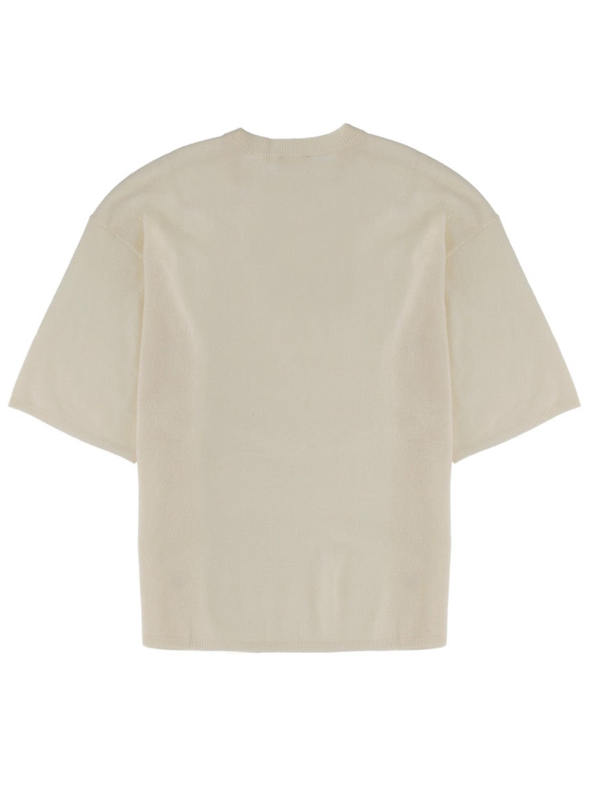 Beige Solid Crew Neck T-Shirt 2