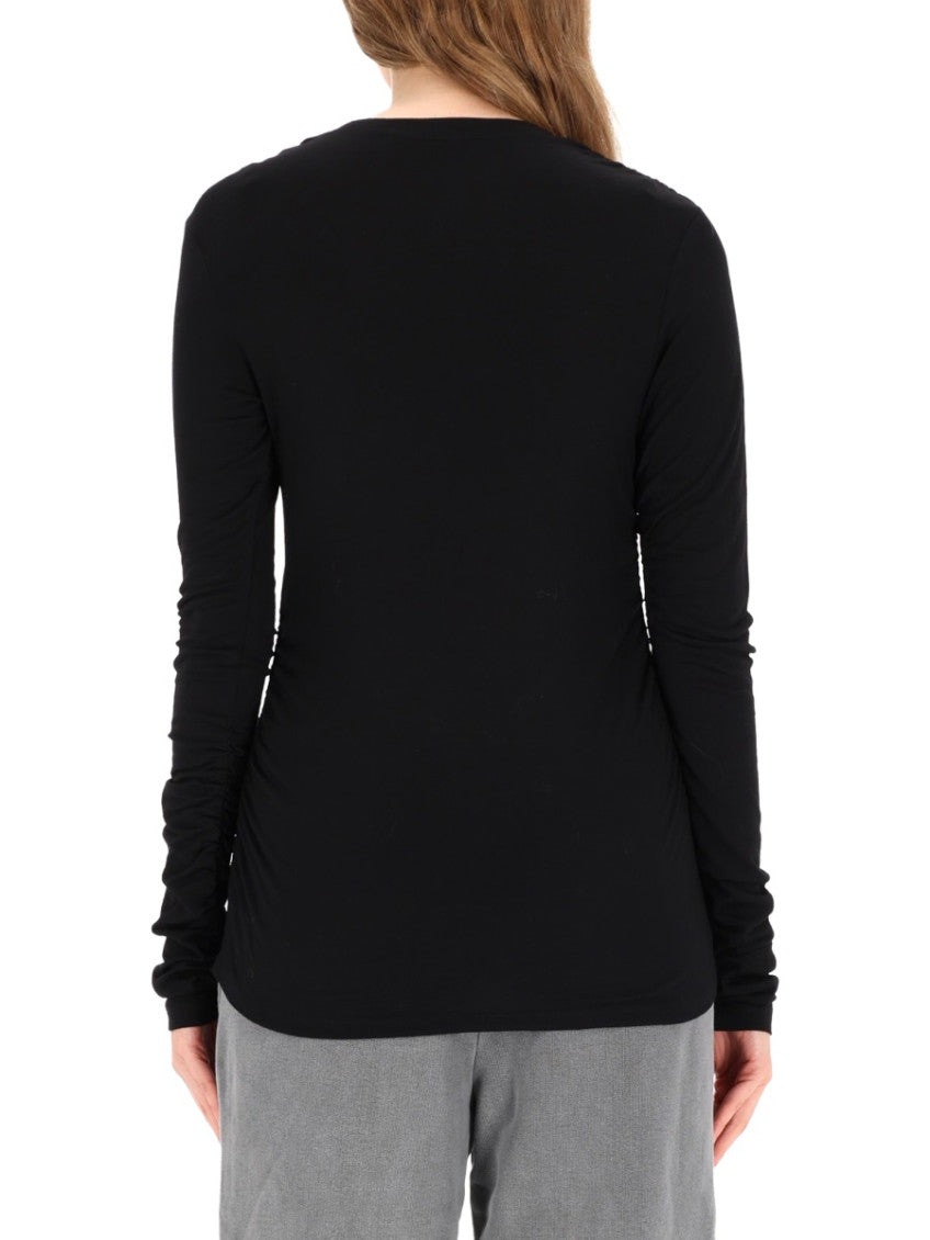 Black Solid Crew Neck T-Shirt 2