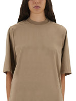 Beige Solid Crew Neck T-Shirt 1