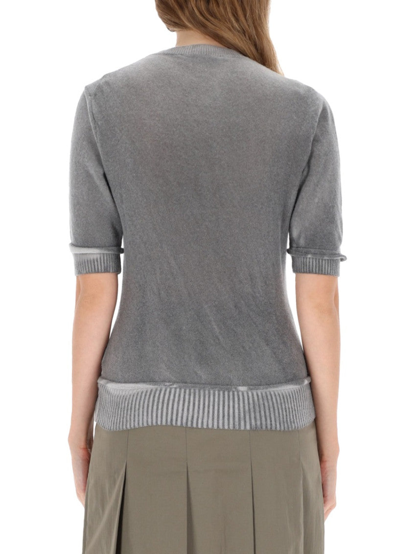 Grey Solid Crew Neck T-Shirt 2