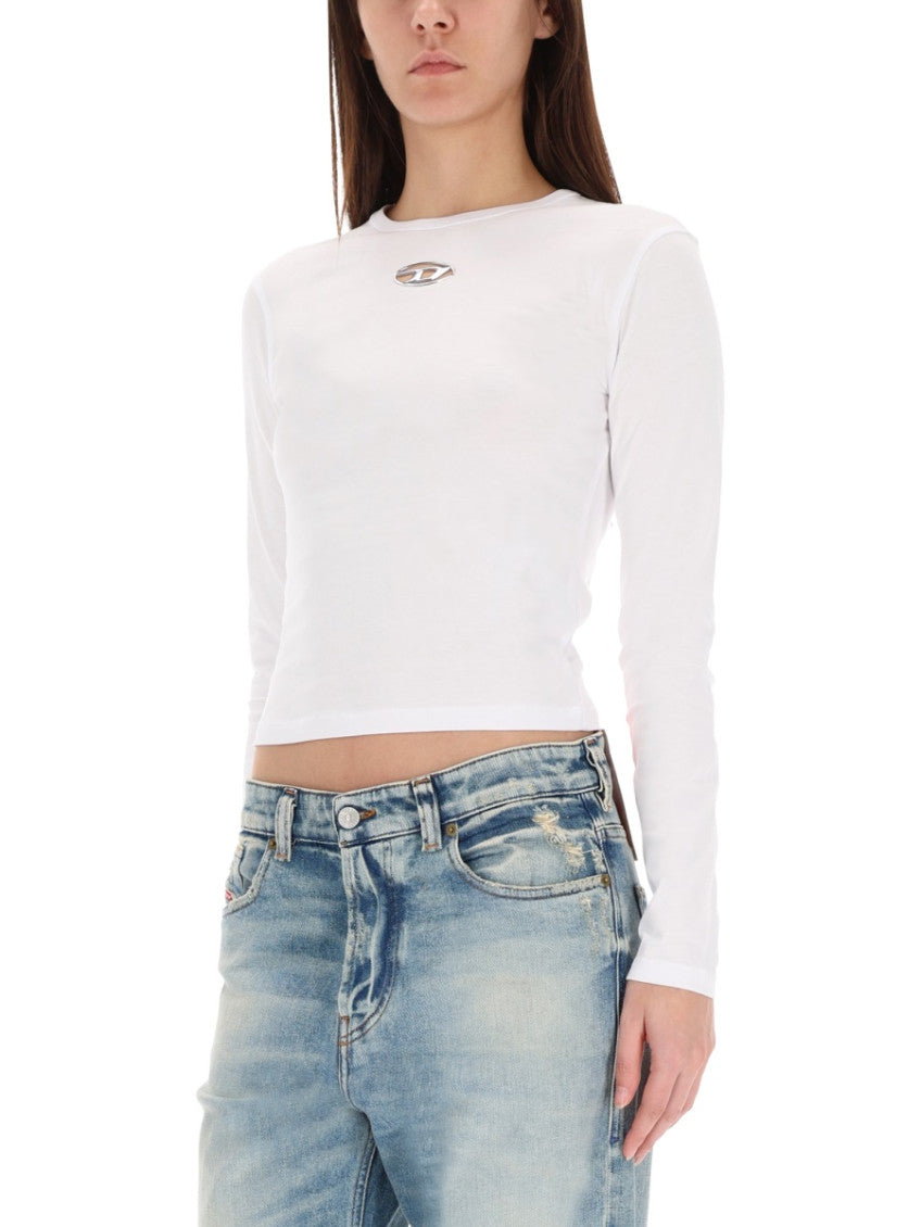 White Solid Round Neck T-Shirt 3
