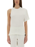 White Solid One Shoulder T-Shirt 1