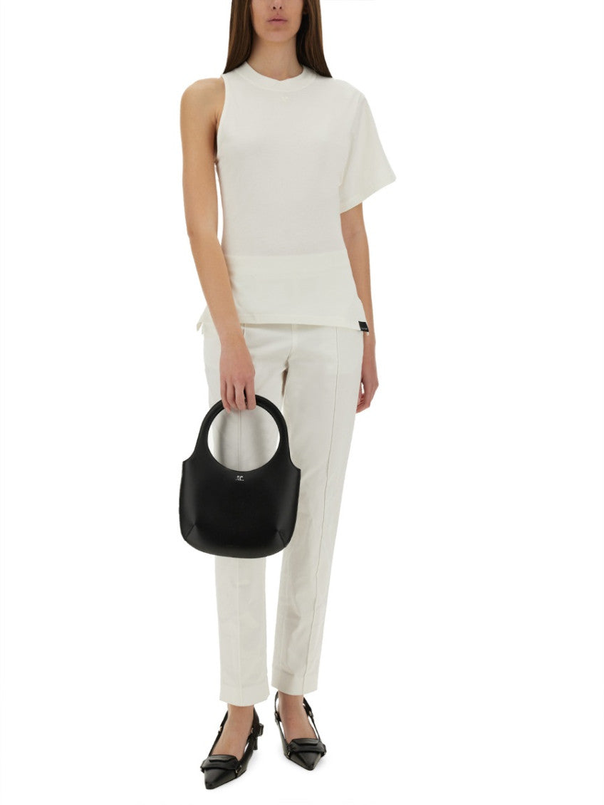 White Solid One Shoulder T-Shirt 4