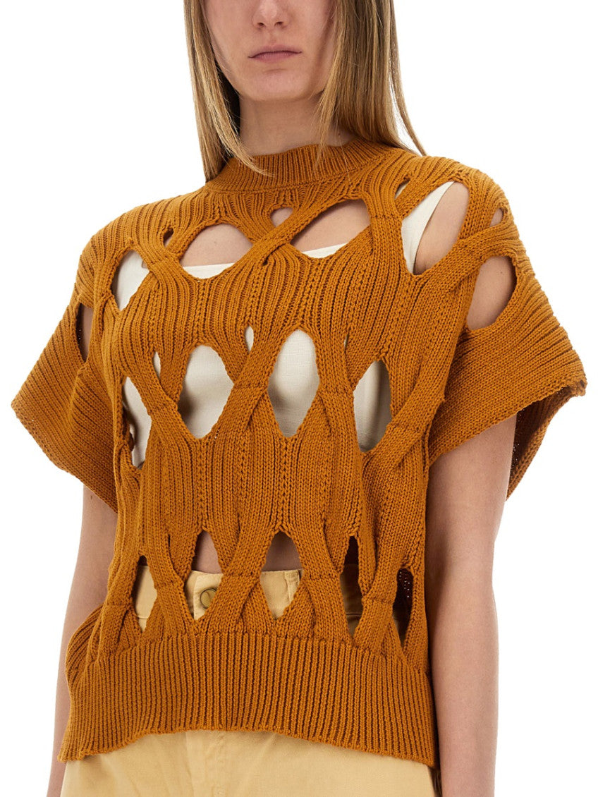 Orange Knitted Crew Neck Top 3