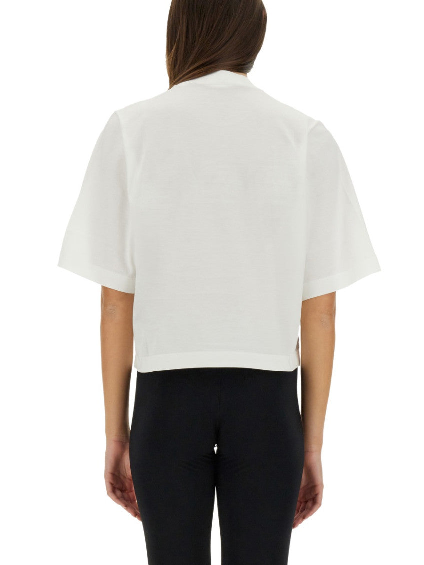 White Logo Mock Collar T-Shirt 2