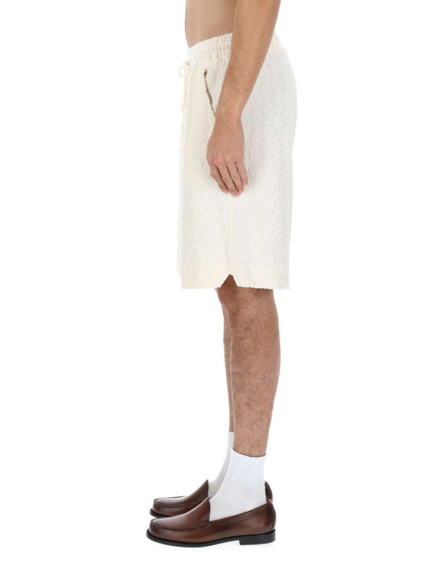 White Textured Shorts 3