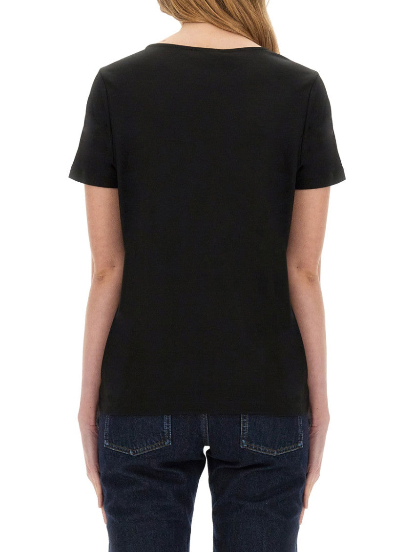 Black Solid Round Neck T-Shirt 2