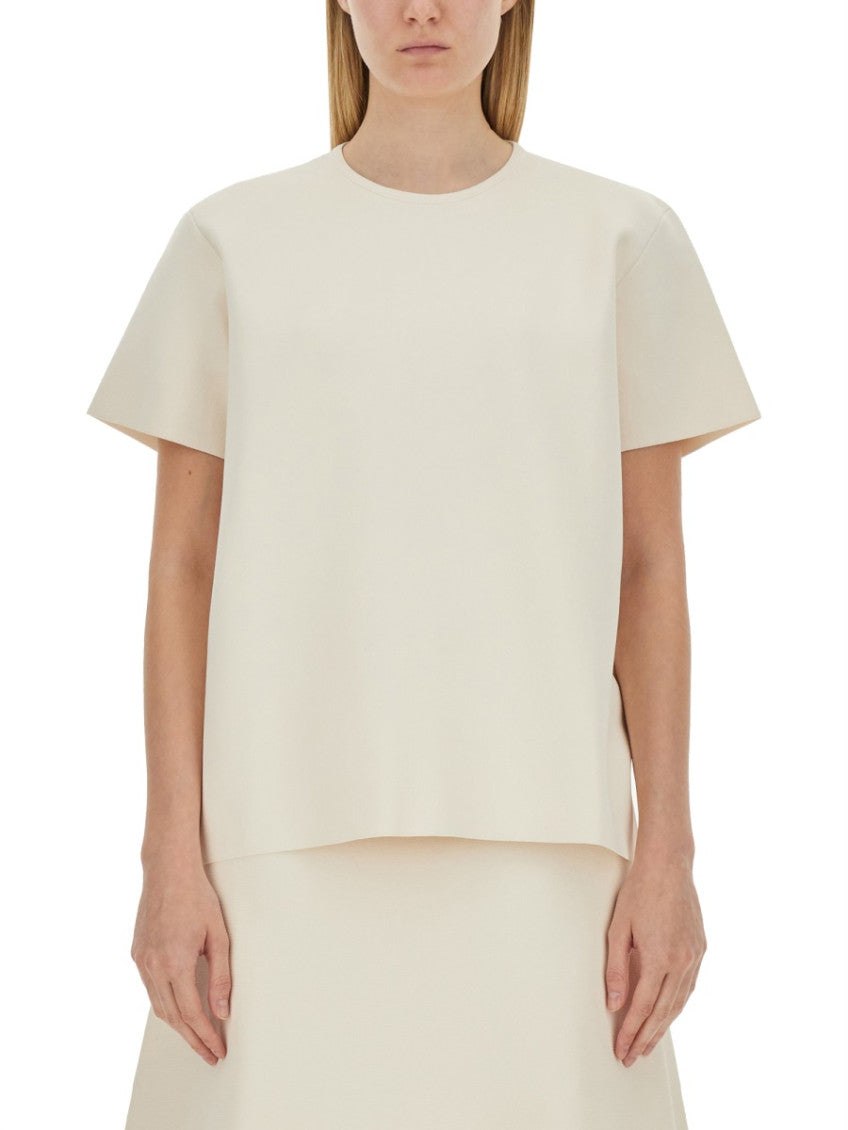 Beige Solid Round Neck T-Shirt 1