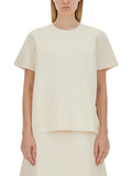 Beige Solid Round Neck T-Shirt 1