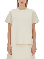 Beige Solid Round Neck T-Shirt 1