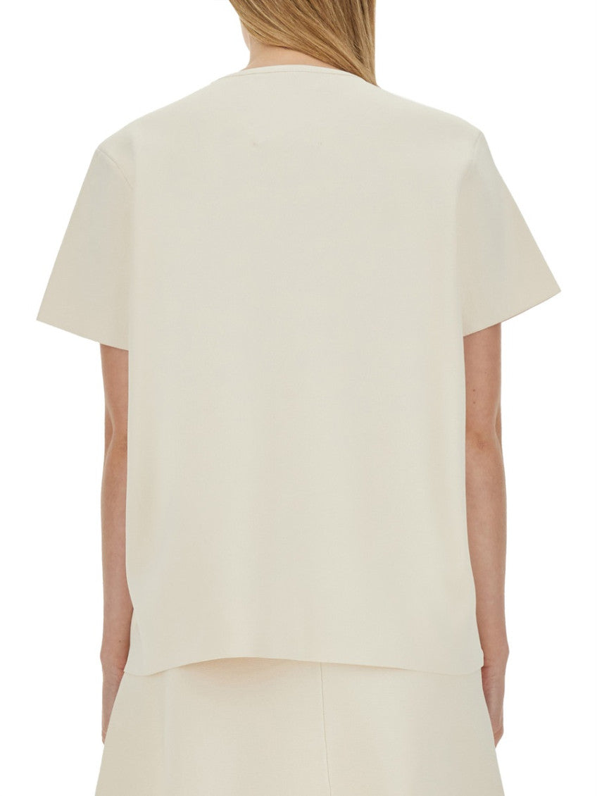 Beige Solid Round Neck T-Shirt 2