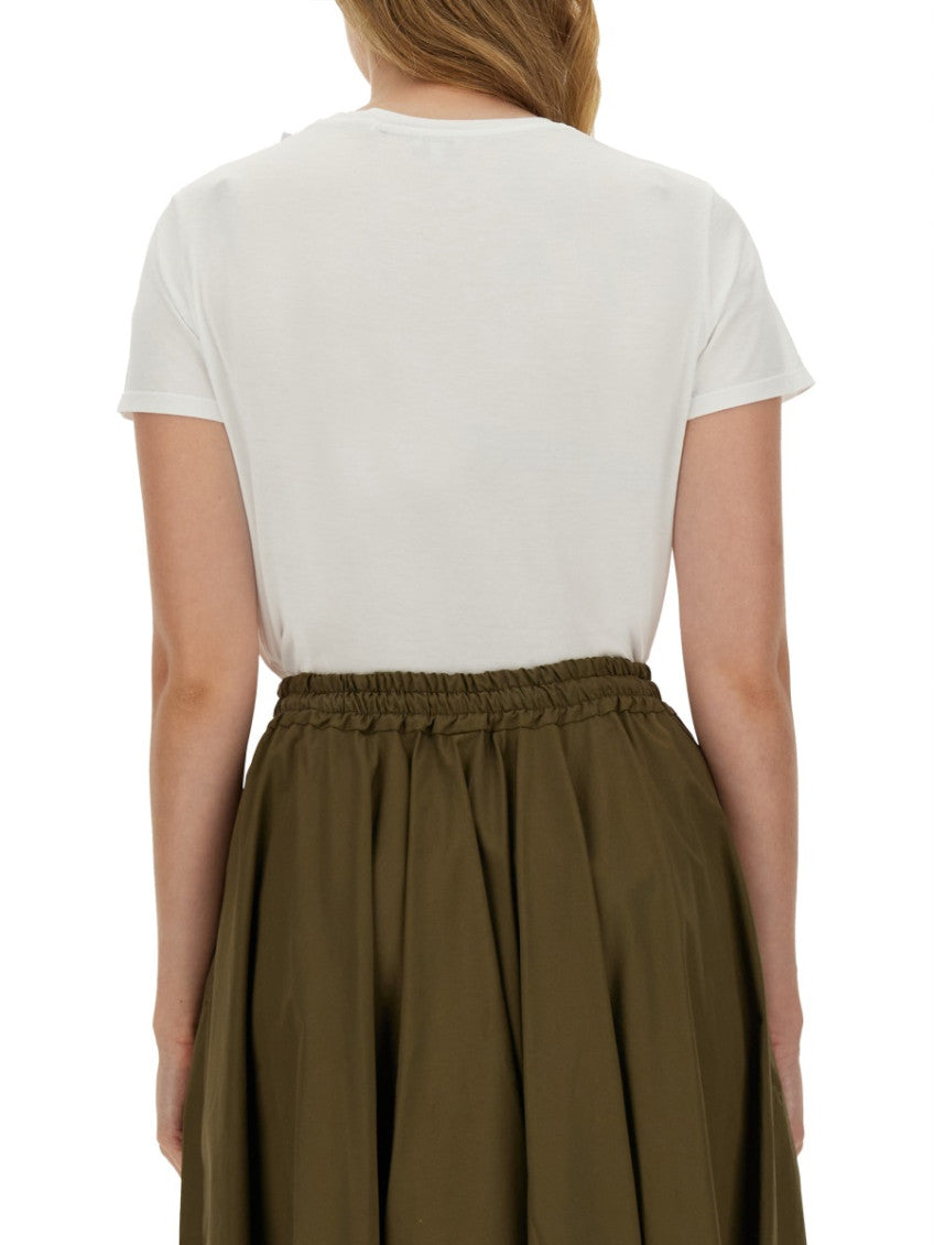 White Solid Round Neck T-Shirt 2