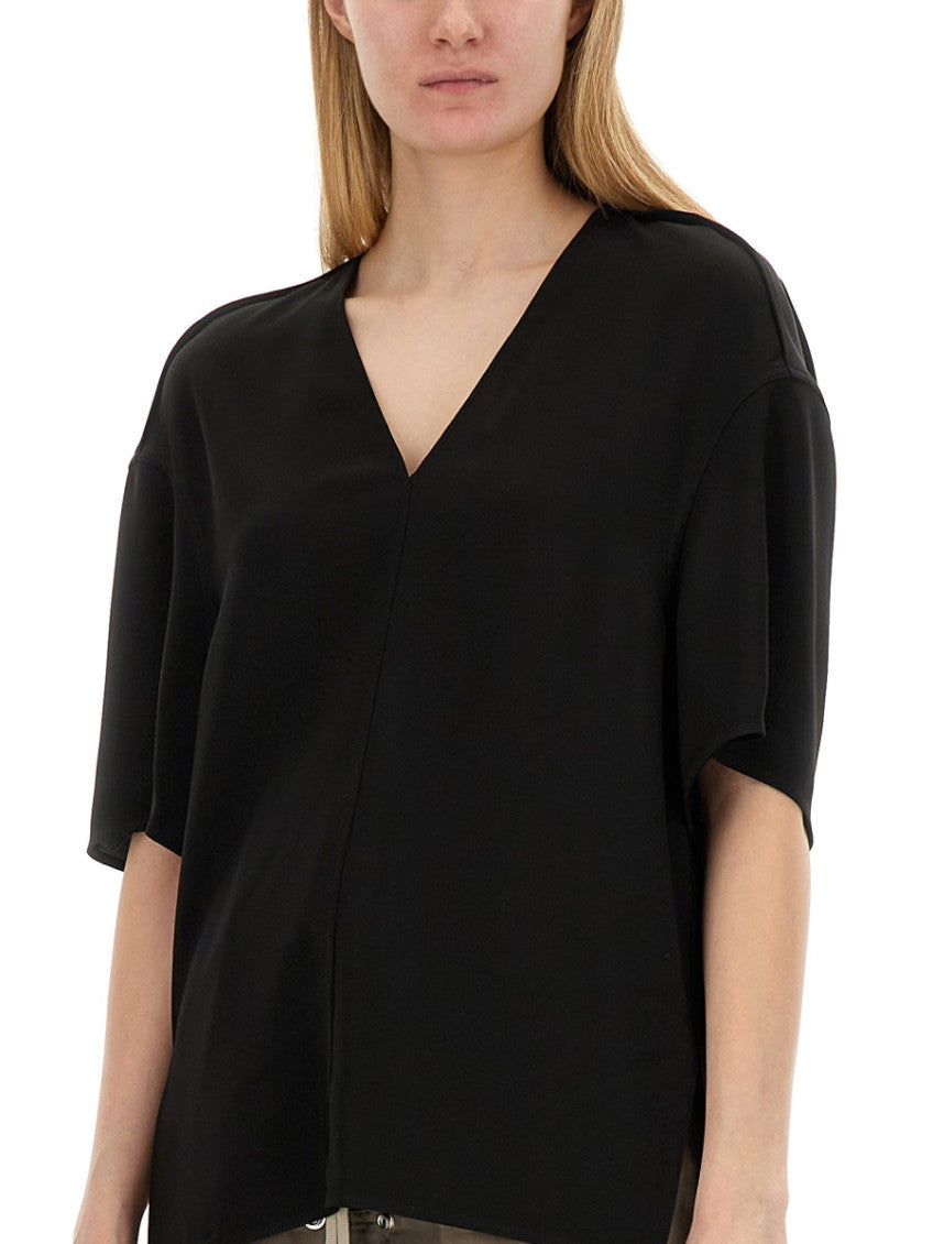 Black Solid V Neck T-Shirt 3