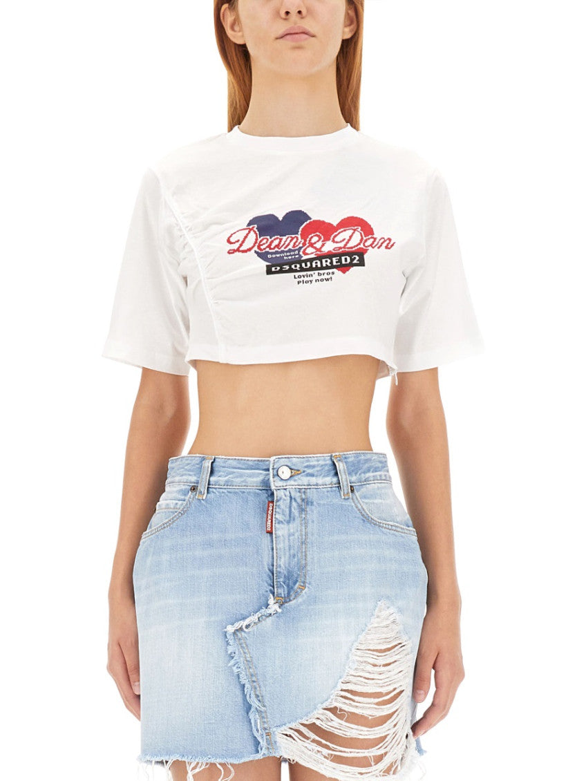 White Graphic Crew Neck T-Shirt 1
