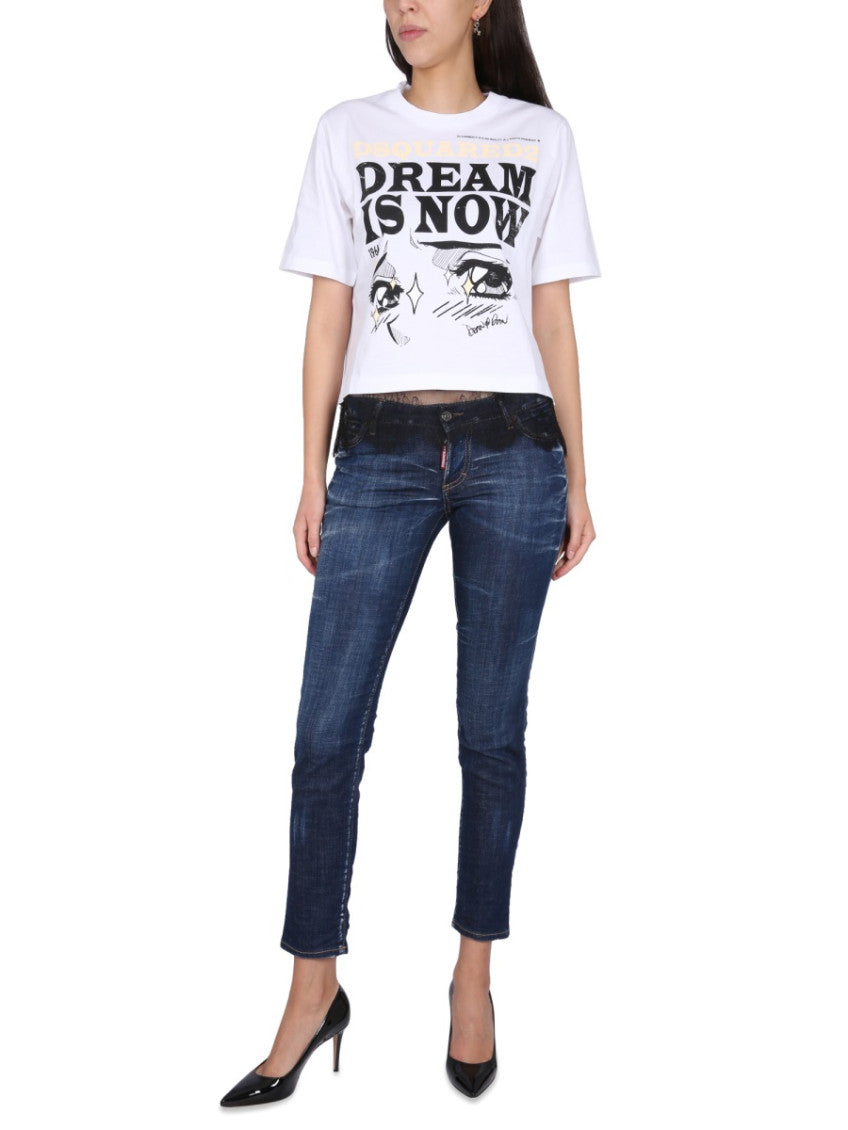 White Graphic Crew Neck T-Shirt 4