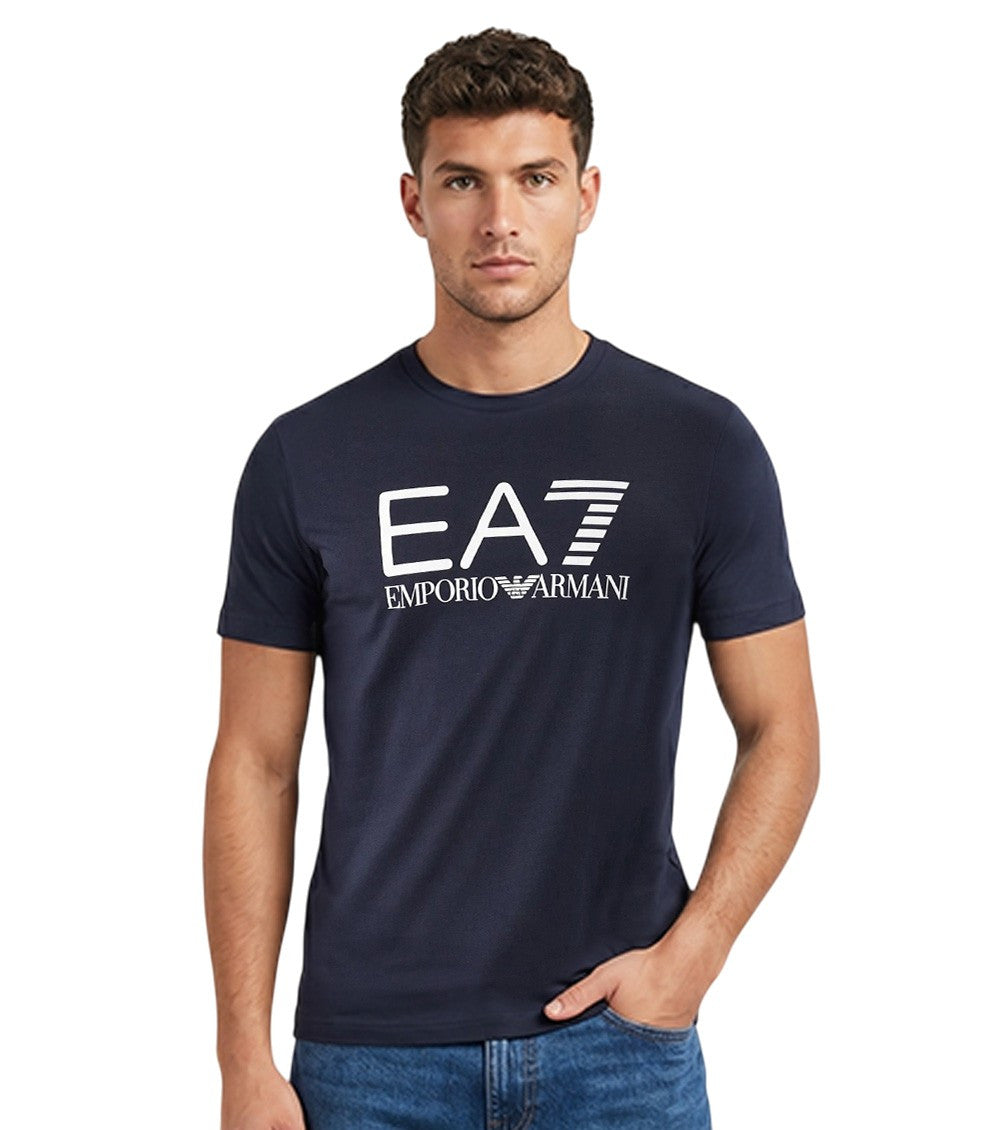 Dark Blue Graphic Crew Neck T-Shirt 1