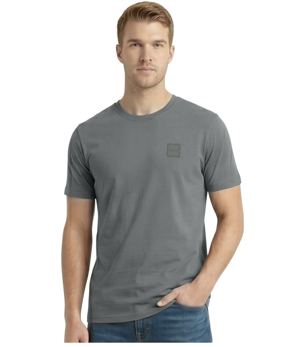 Grey Solid Crew Neck T-Shirt 2