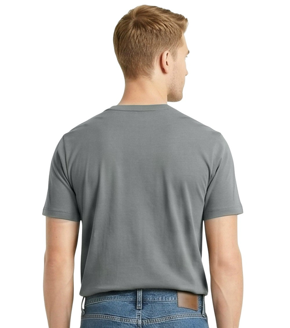 Grey Solid Crew Neck T-Shirt 3