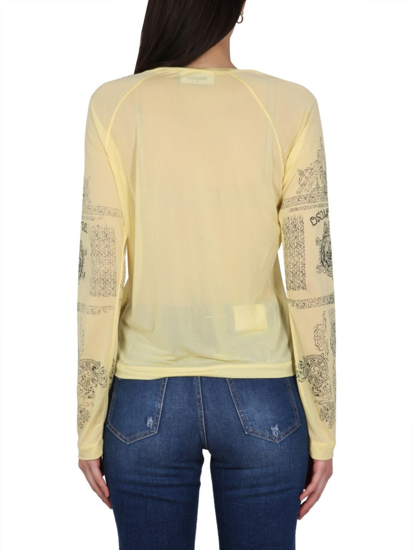 Yellow Logo Round Neck T-Shirt 2