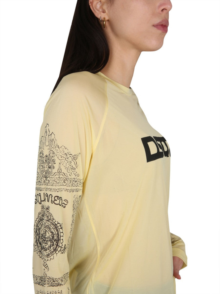 Yellow Logo Round Neck T-Shirt 3