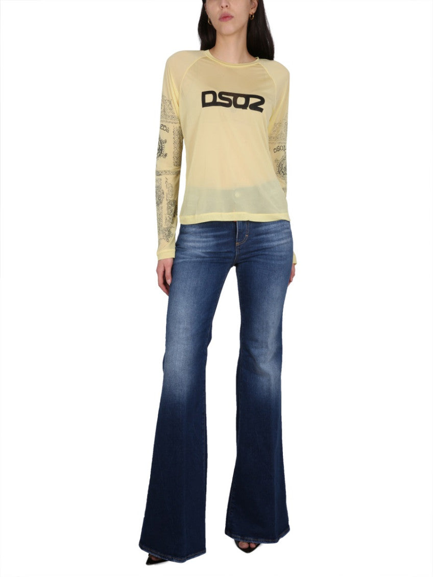 Yellow Logo Round Neck T-Shirt 4
