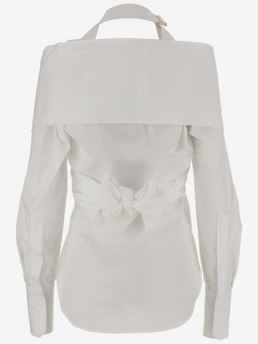 White Wrap Poplin Blouse 2