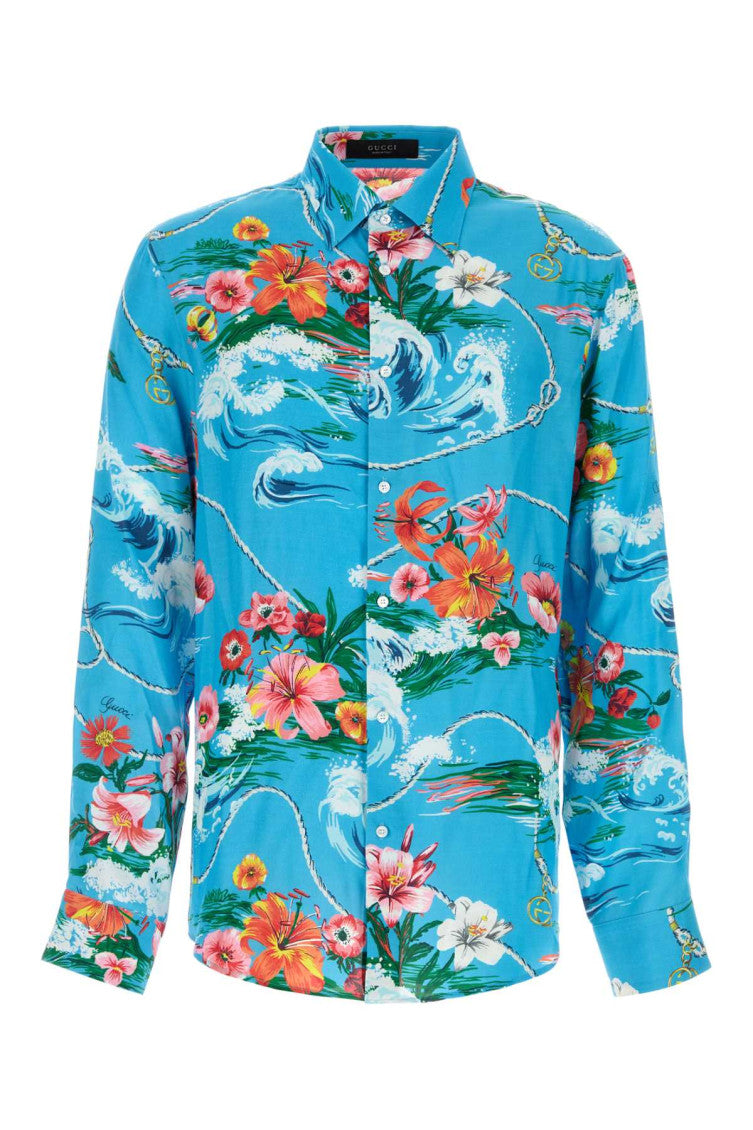 Sky Blue Floral Shirts 1