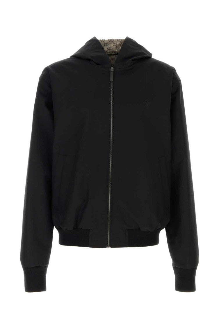 Black Logo Hood Jackets 1