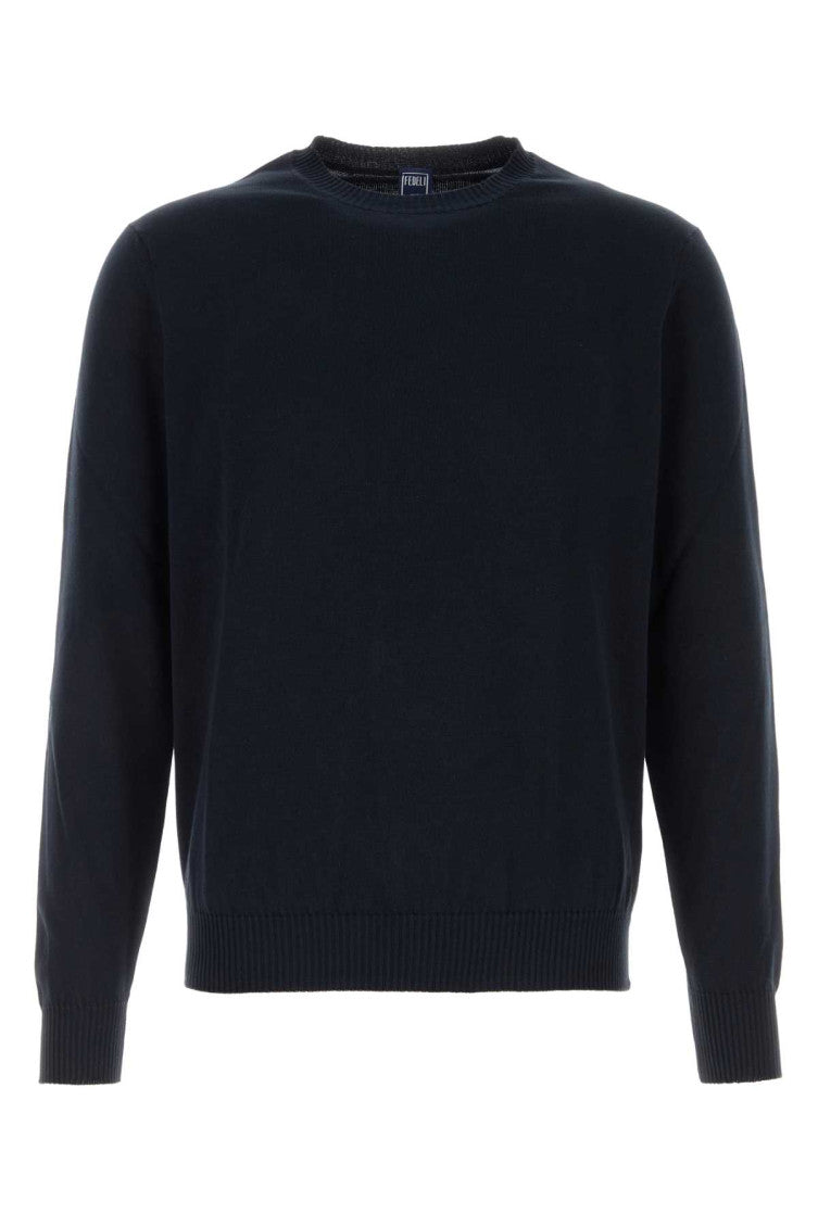 Navy Blue Solid Sweaters 1