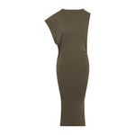 Khaki Boat Neck Dress 1