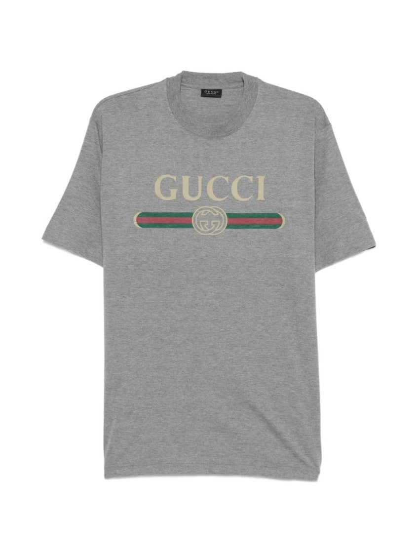 Grey Logo Cotton T-shirt 1