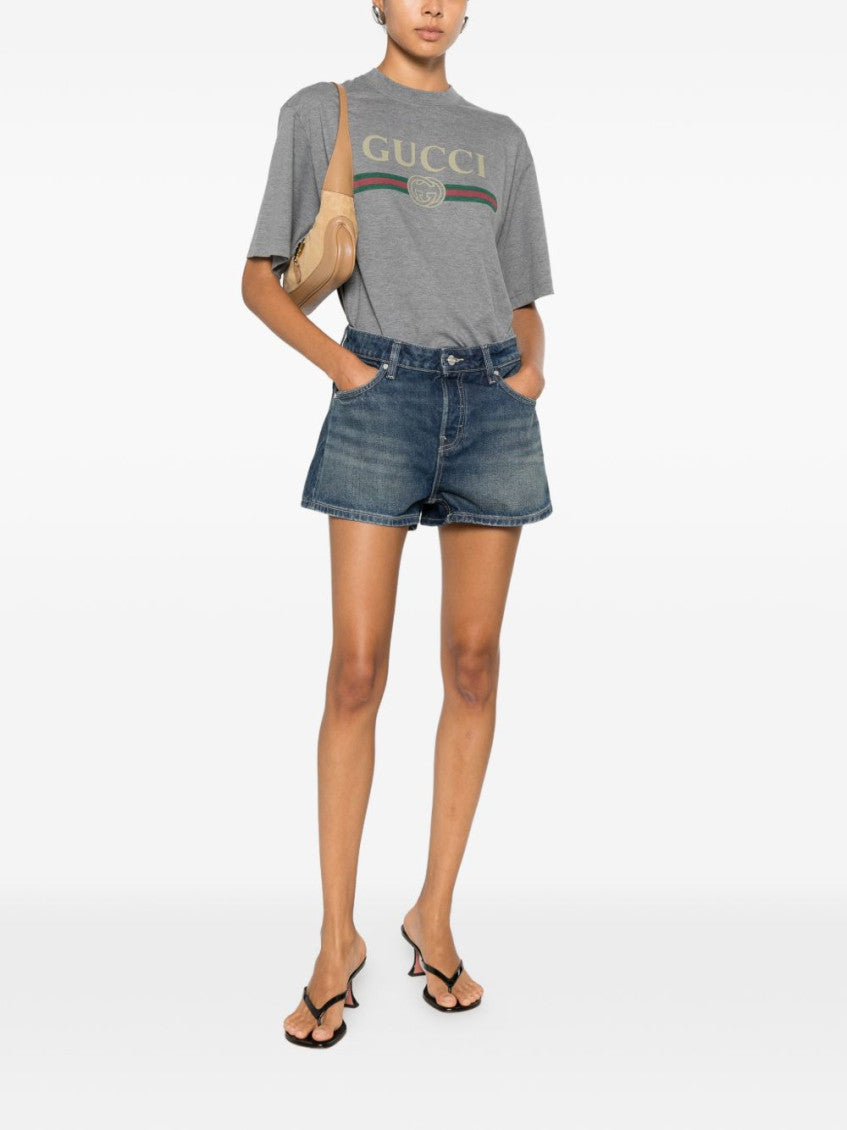 Grey Logo Cotton T-shirt 2