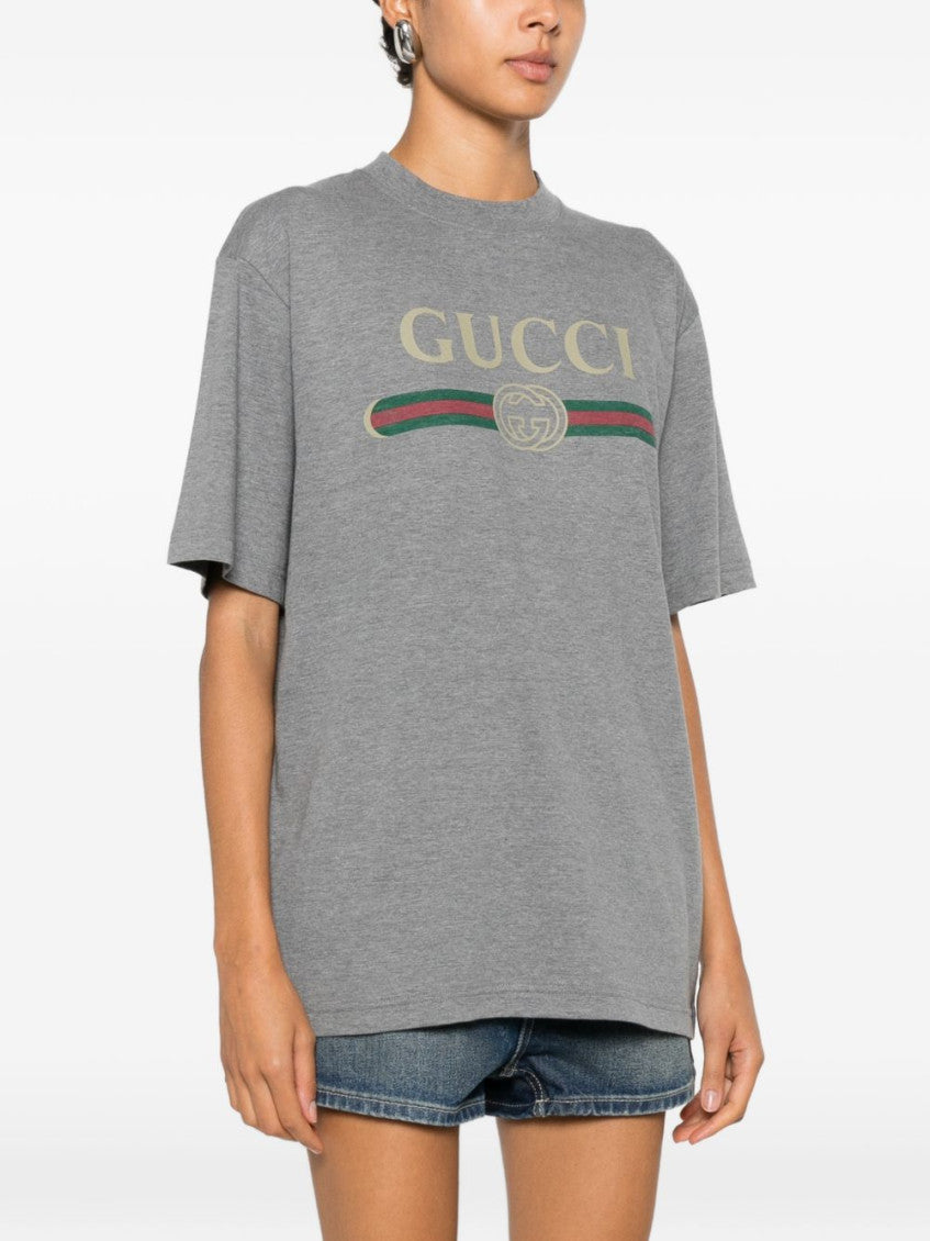 Grey Logo Cotton T-shirt 3