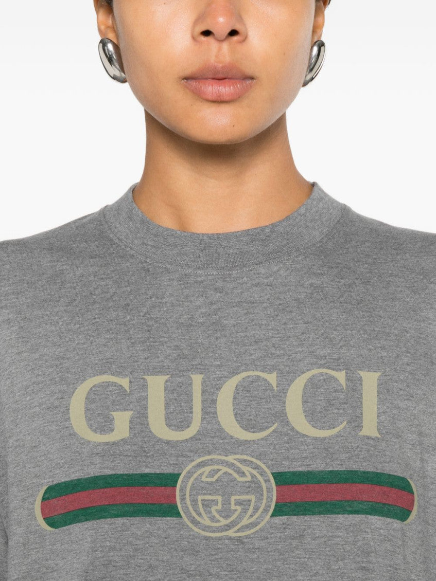 Grey Logo Cotton T-shirt 4